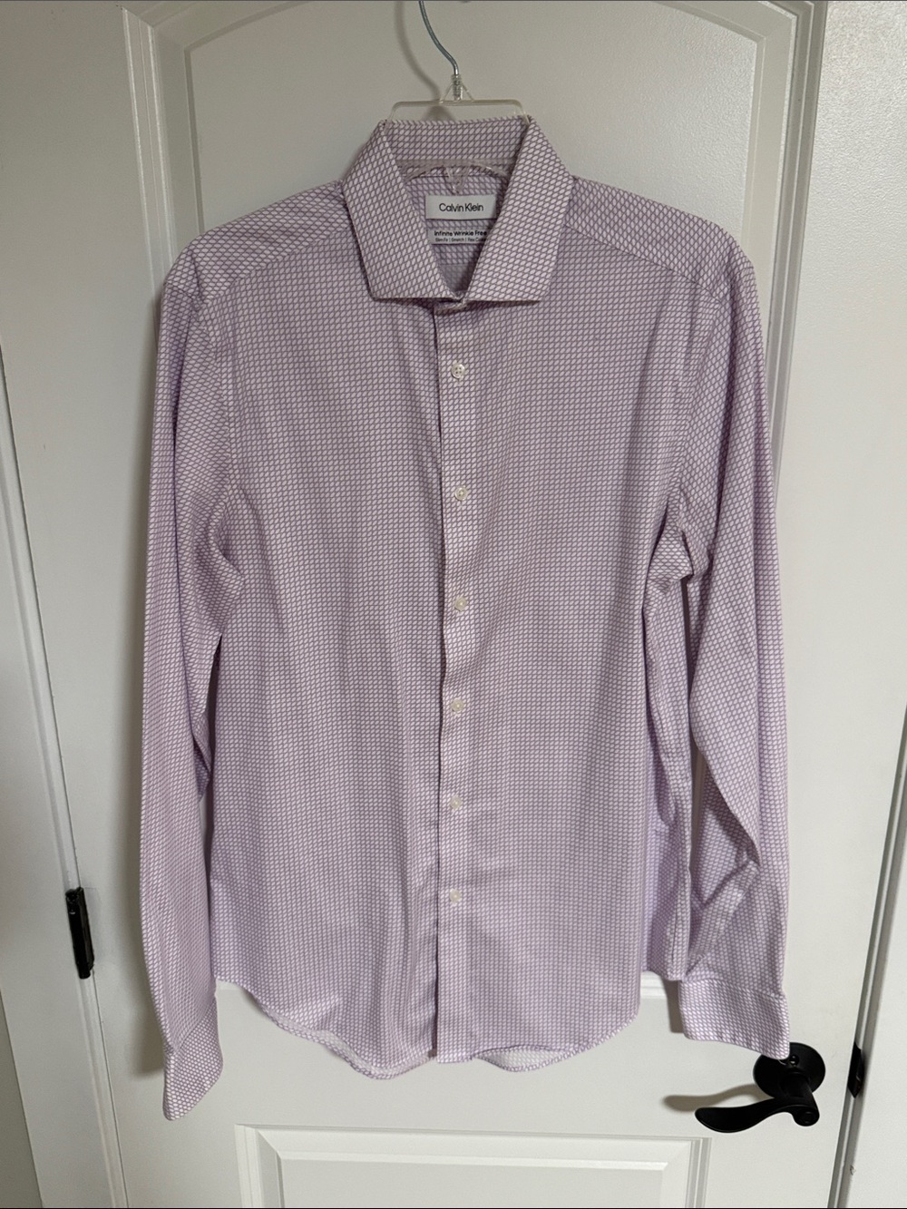 Calvin Klein Men's Light Lavender Micro-Pattern Dress Shirt